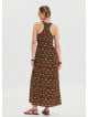 V Neck Slit Green Floral Dress 4643